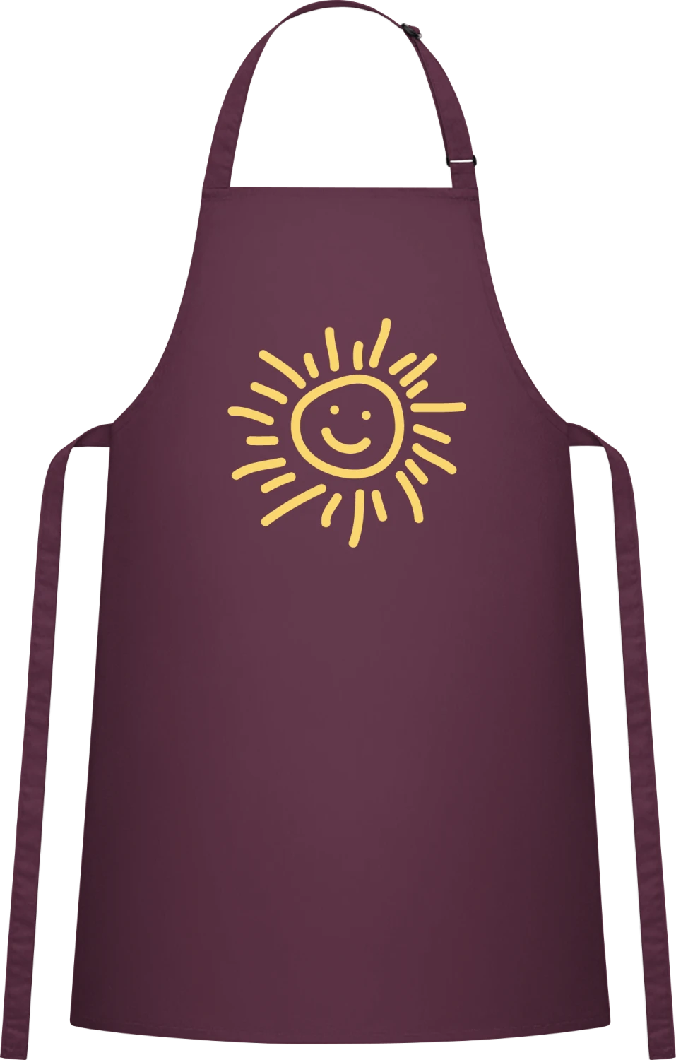 Happy Sun - Aubergine Cotton Bib Apron - Front