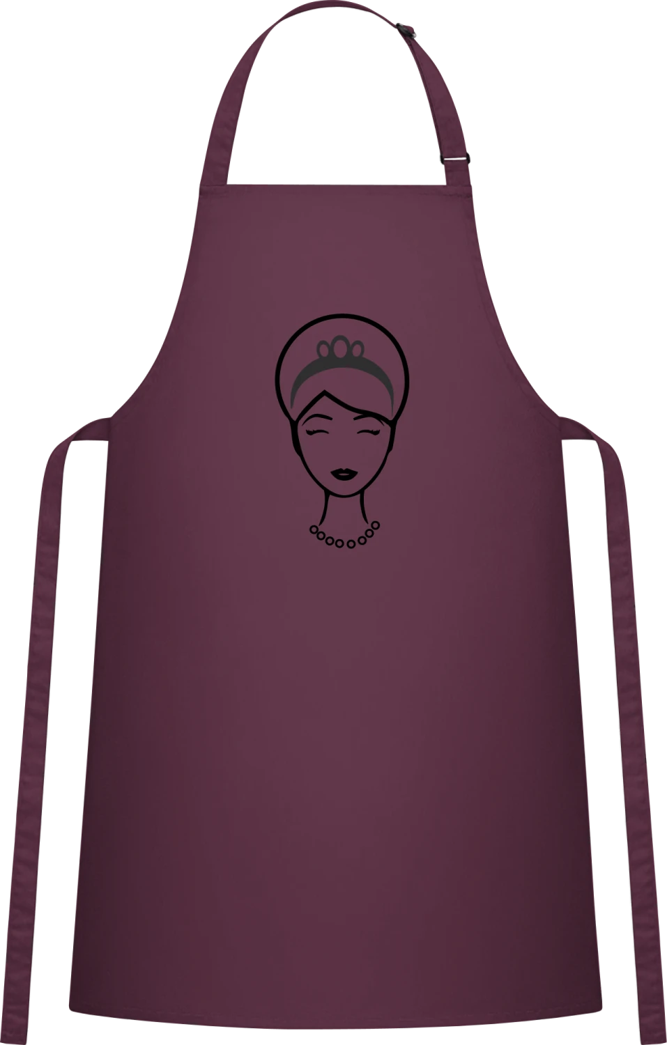Bride Head - Aubergine Cotton Bib Apron - Front