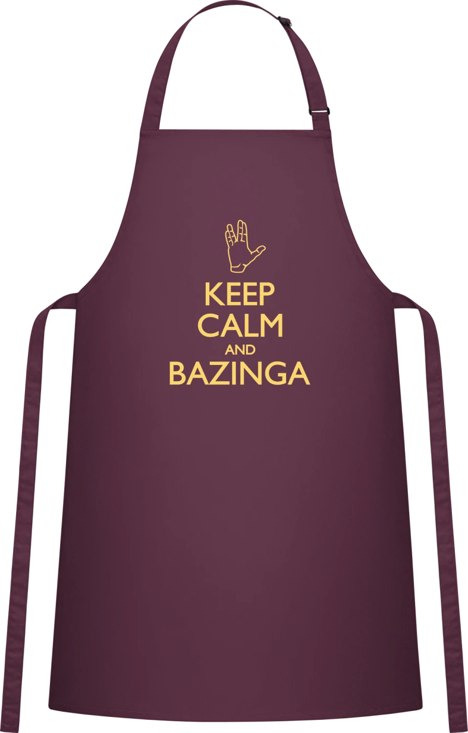 Keep Calm Bazinga Hand - Aubergine Cotton Bib Apron - Front