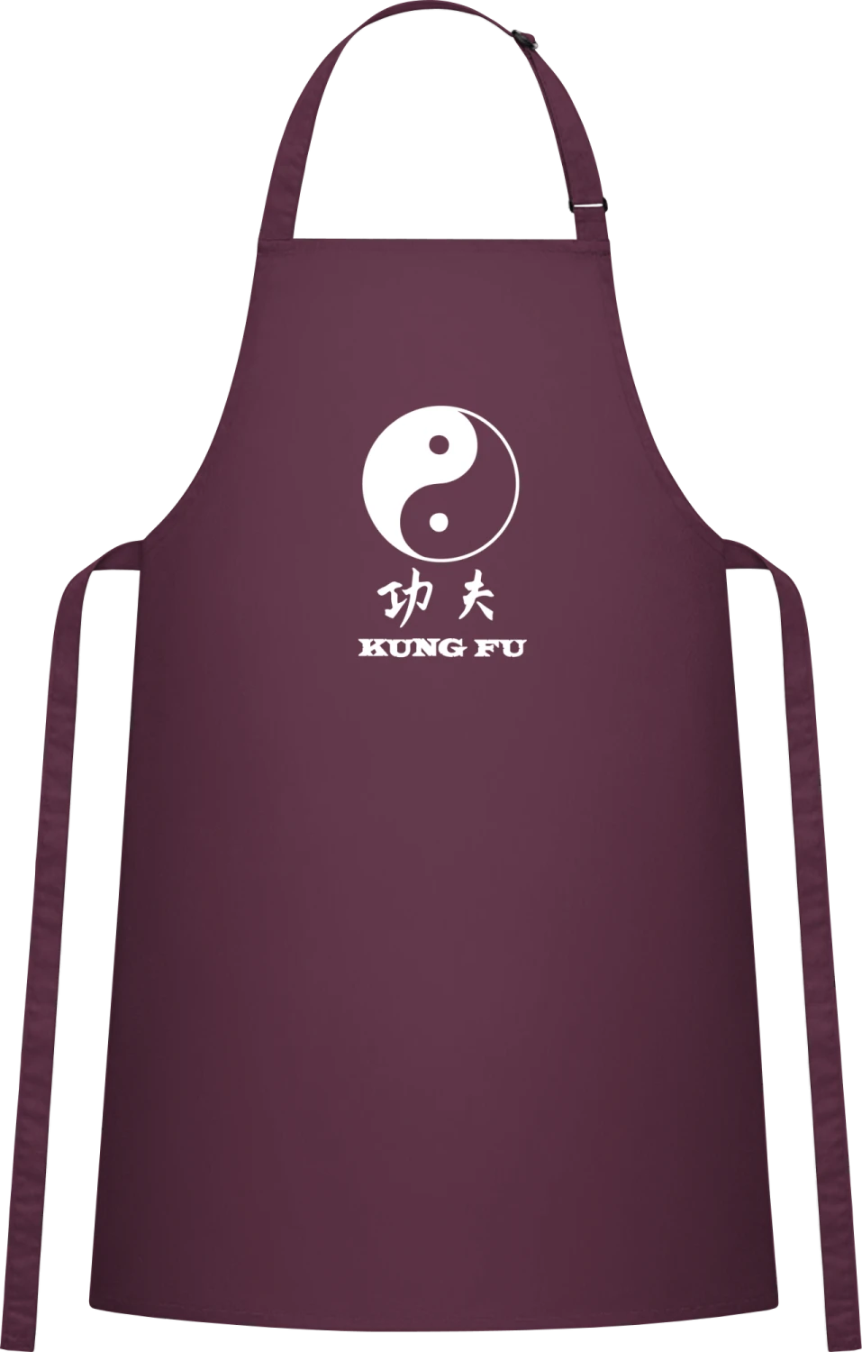 Kung Fu - Aubergine Cotton Bib Apron - Front