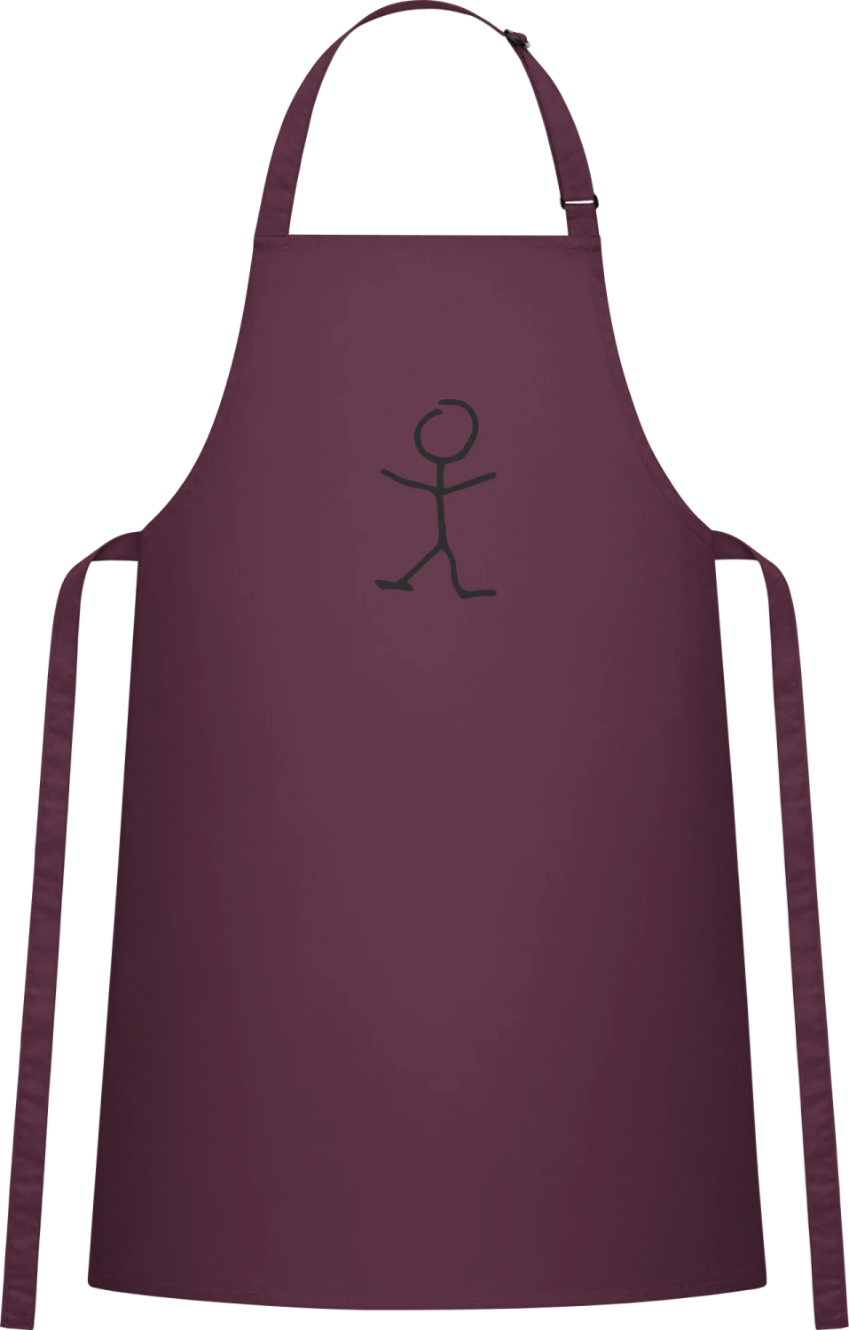 Stick Figure - Aubergine Cotton Bib Apron - Front