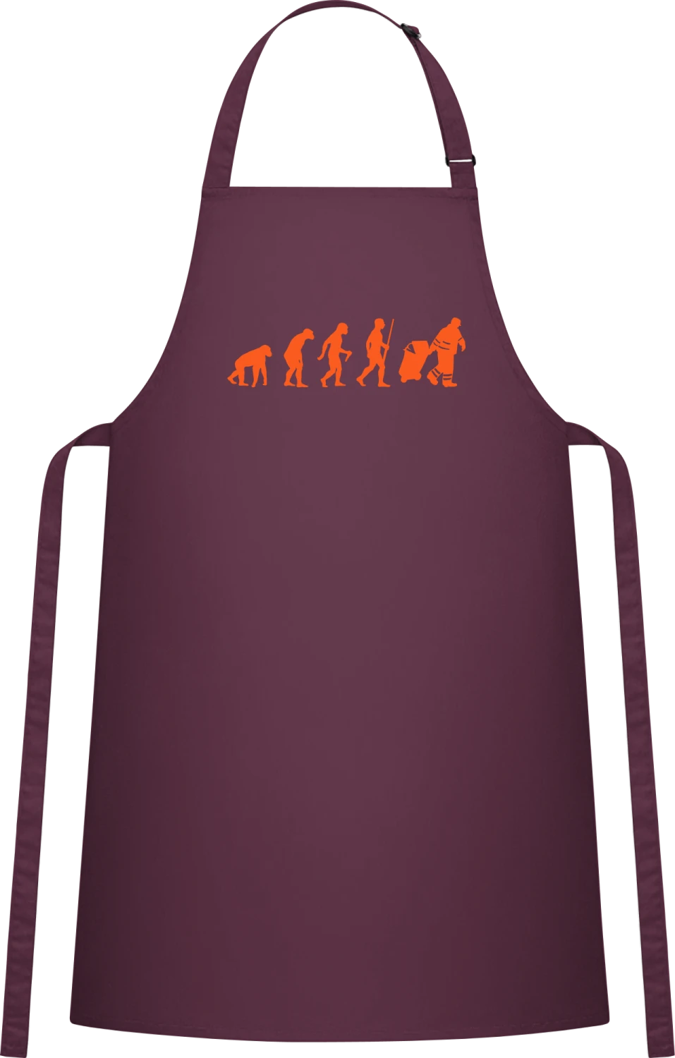 Garbage Man Evolution - Aubergine Cotton Bib Apron - Front