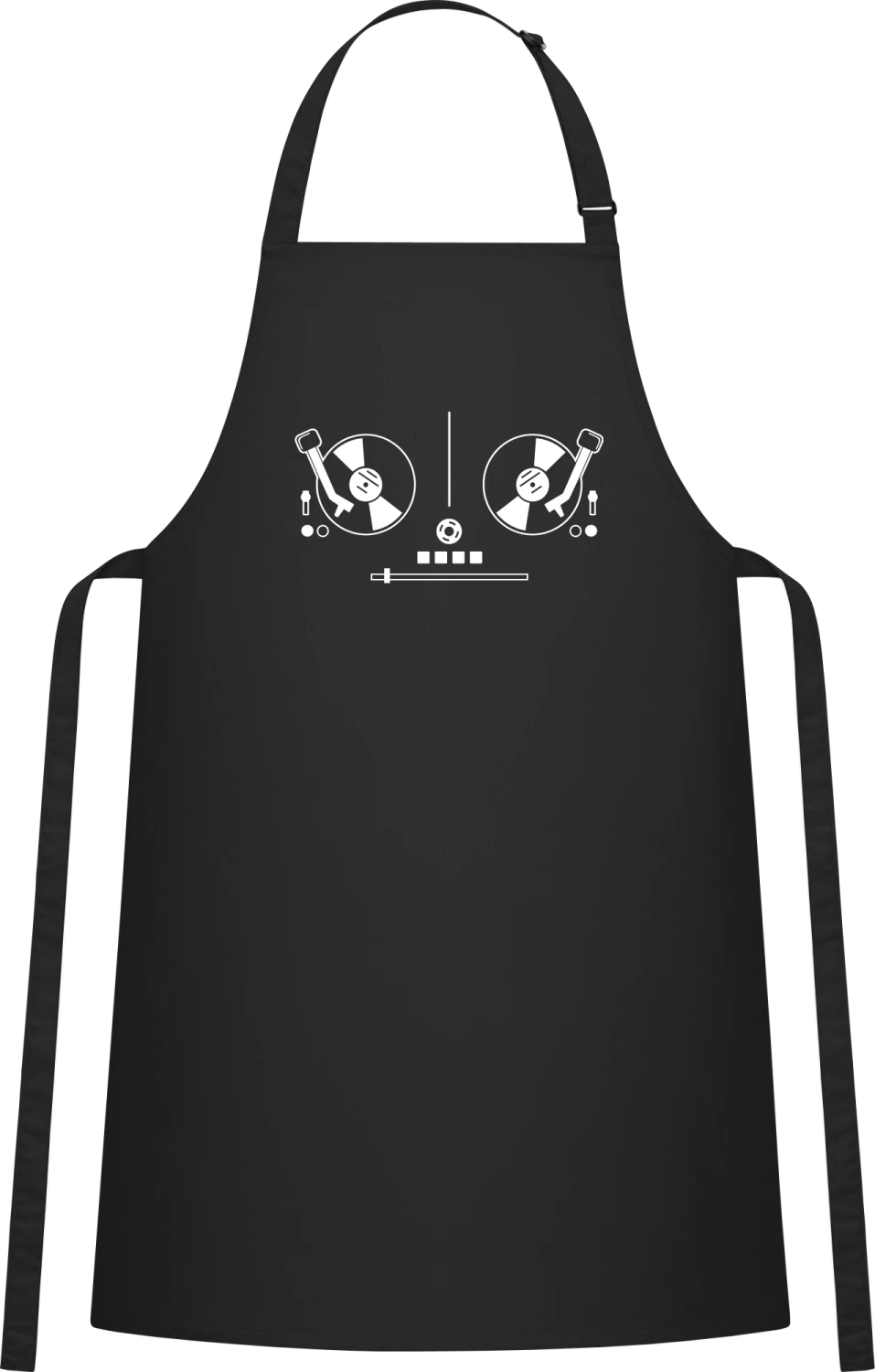 DJ Turntable Mix - Black Cotton Bib Apron - Front