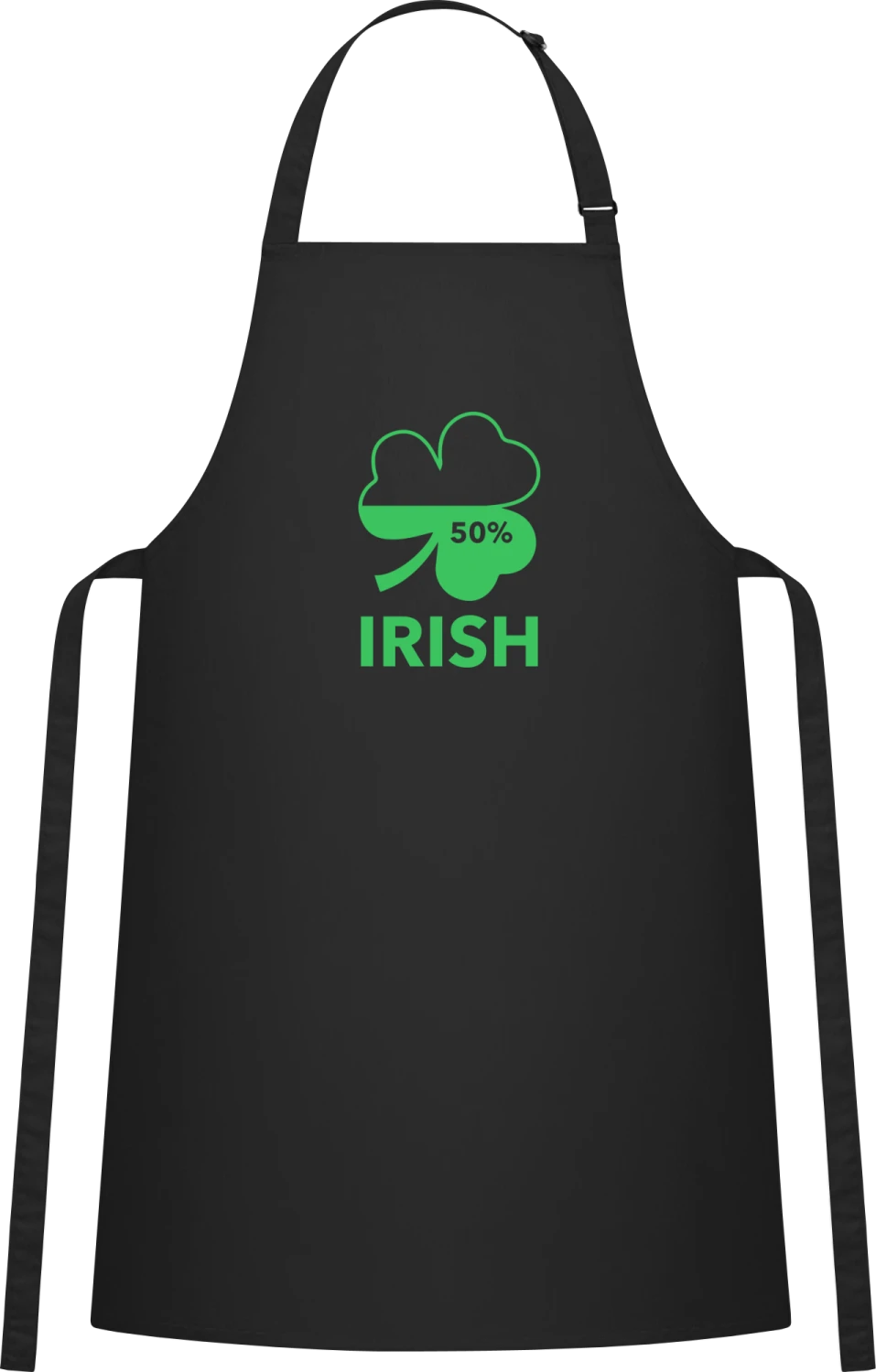 Irish 50 Percent - Black Cotton Bib Apron - Front