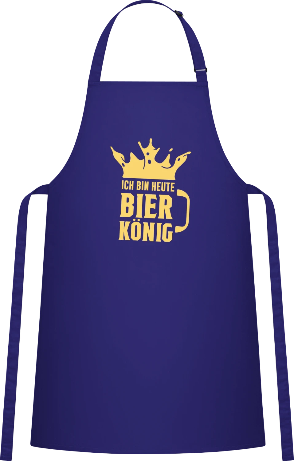 Ich bin heute Bierkönig - Royal Blue Cotton Bib Apron - Front