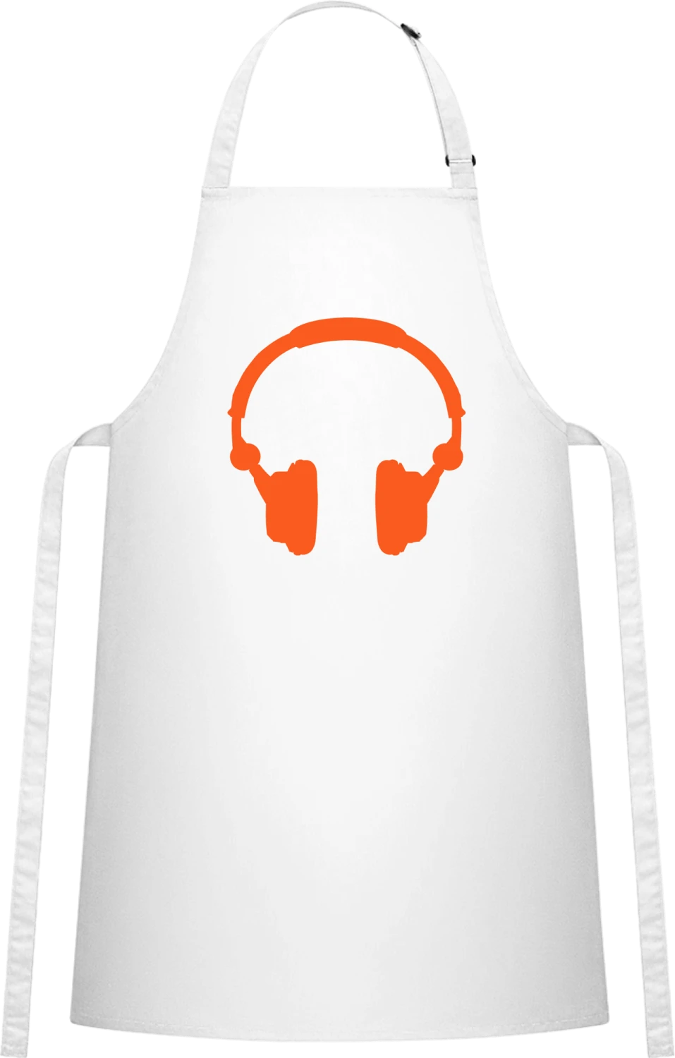 Music Headphones - White Cotton Bib Apron - Front
