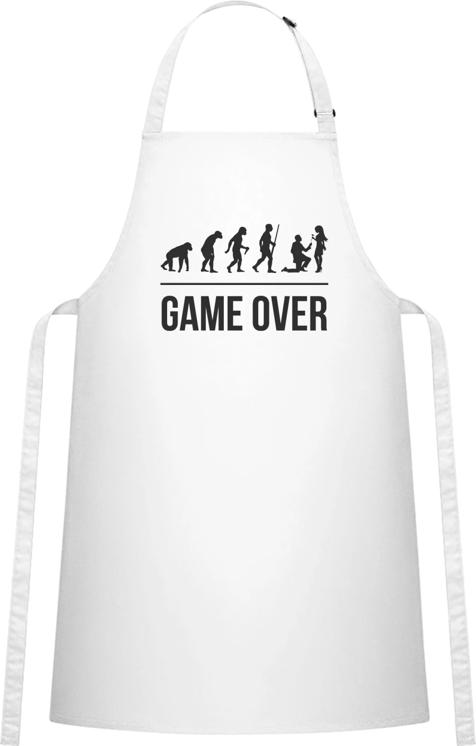 Game Over Evolution Wedding - White Cotton Bib Apron - Front