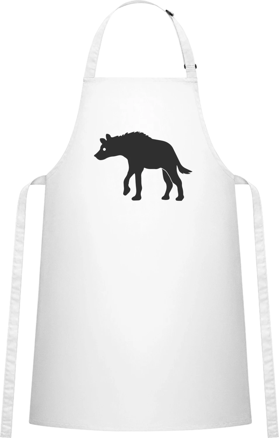 Hyena - White Cotton Bib Apron - Front