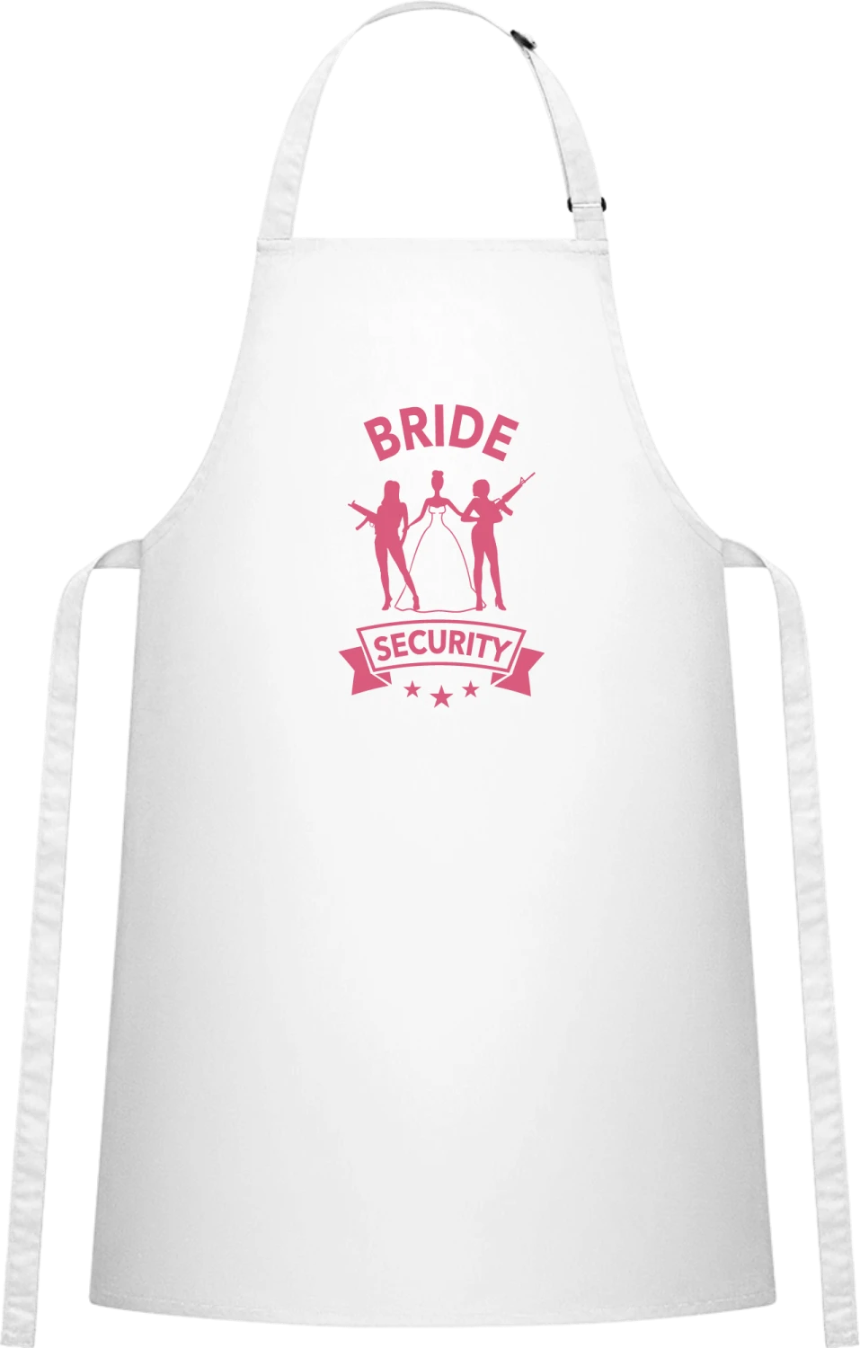 Bride Security Armed - White Cotton Bib Apron - Front