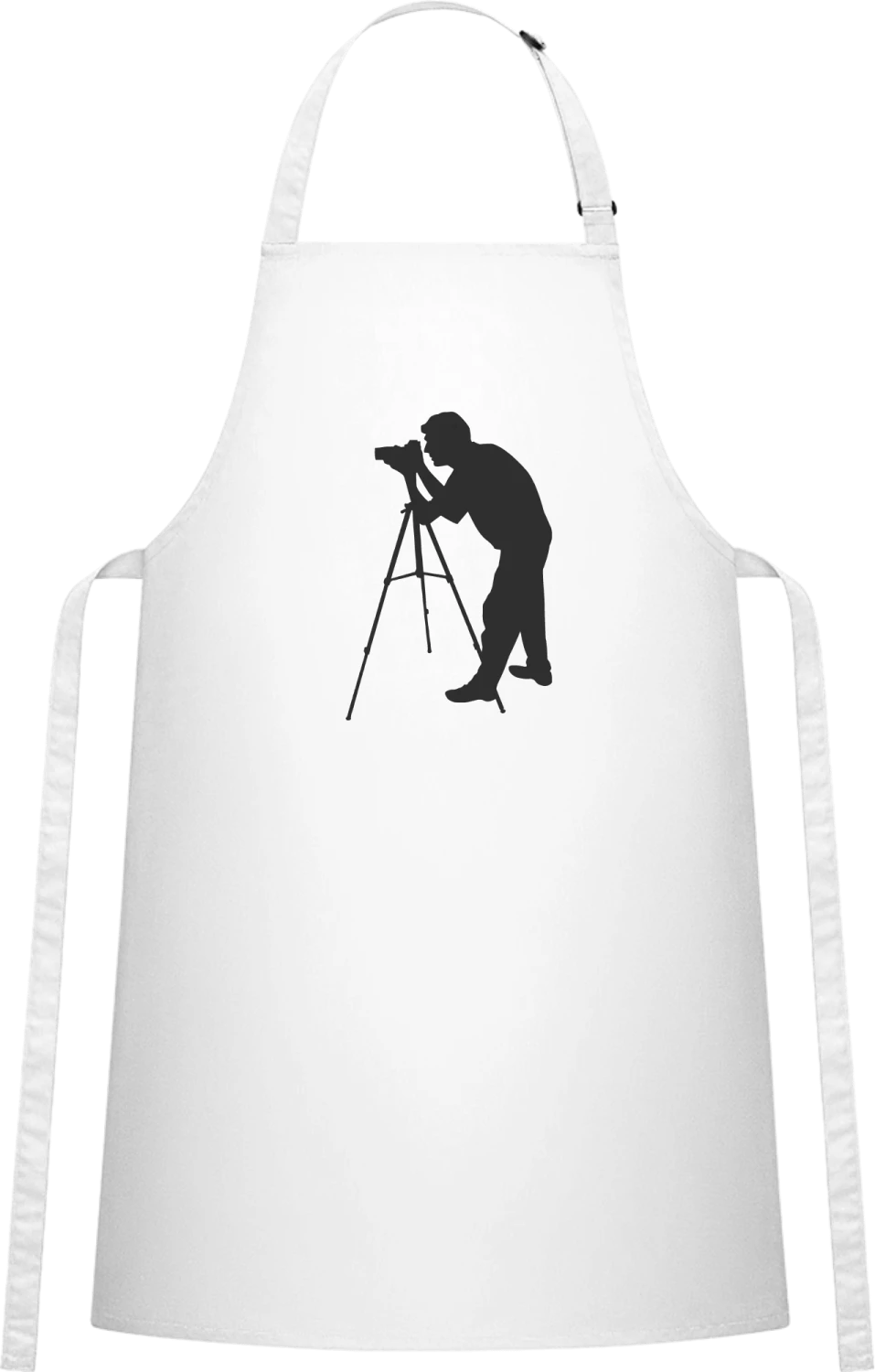 Photographer At Work - White Cotton Bib Apron - Front