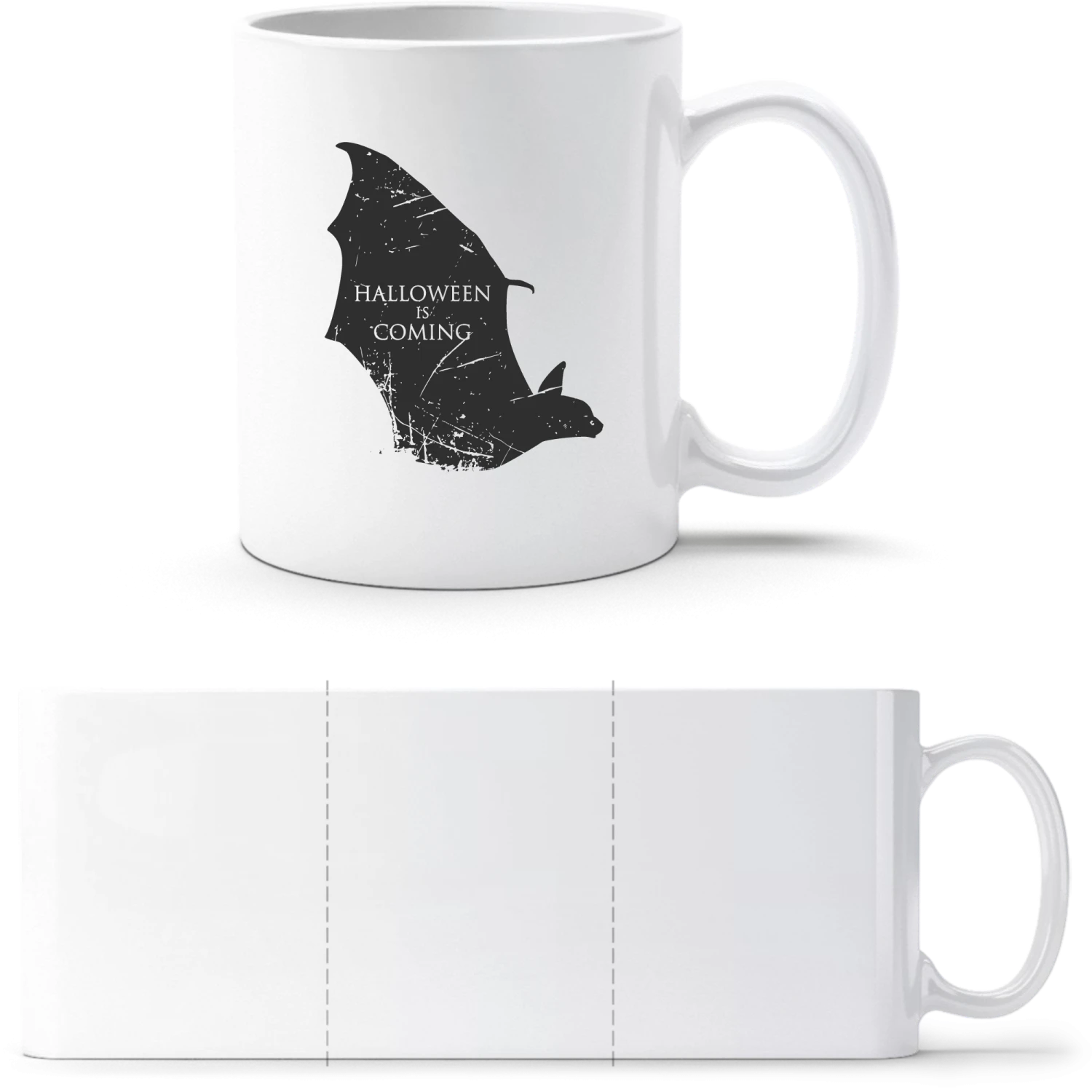 Halloween Is Coming Bat - White White mug - front