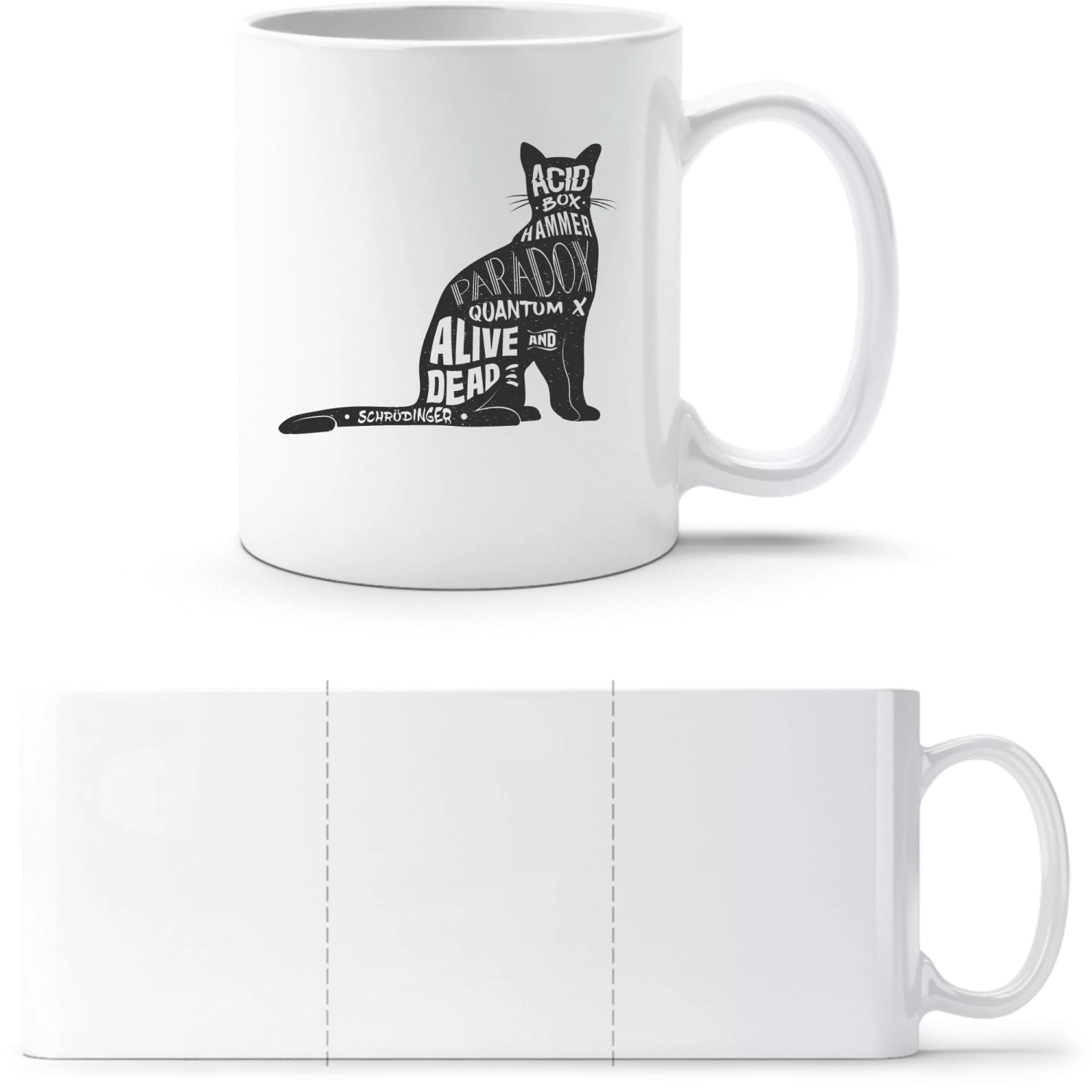 Alive And Dead Schrödinger's Cat - White White mug - front