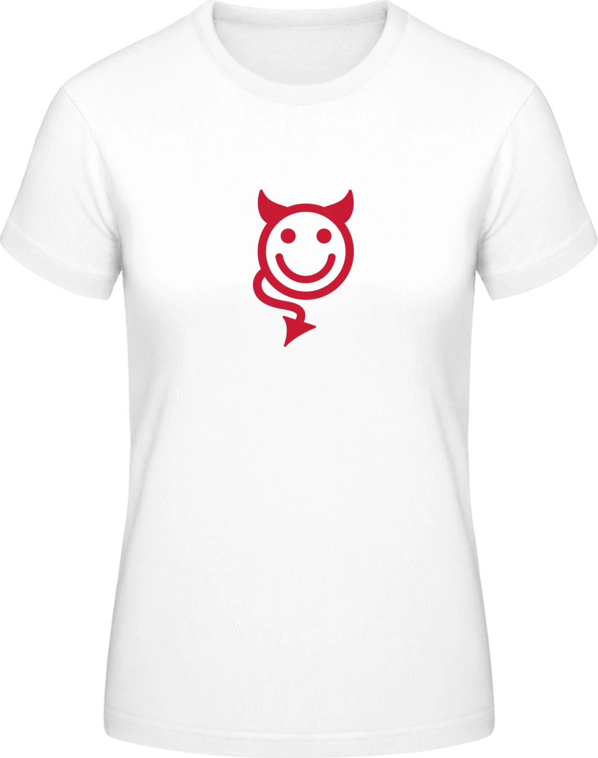Devil Smiley Icon - White #E190 women T-Shirt - Front