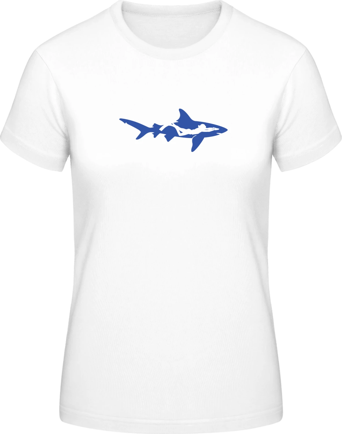 Shark vs. Diver - White #E190 women T-Shirt - Front