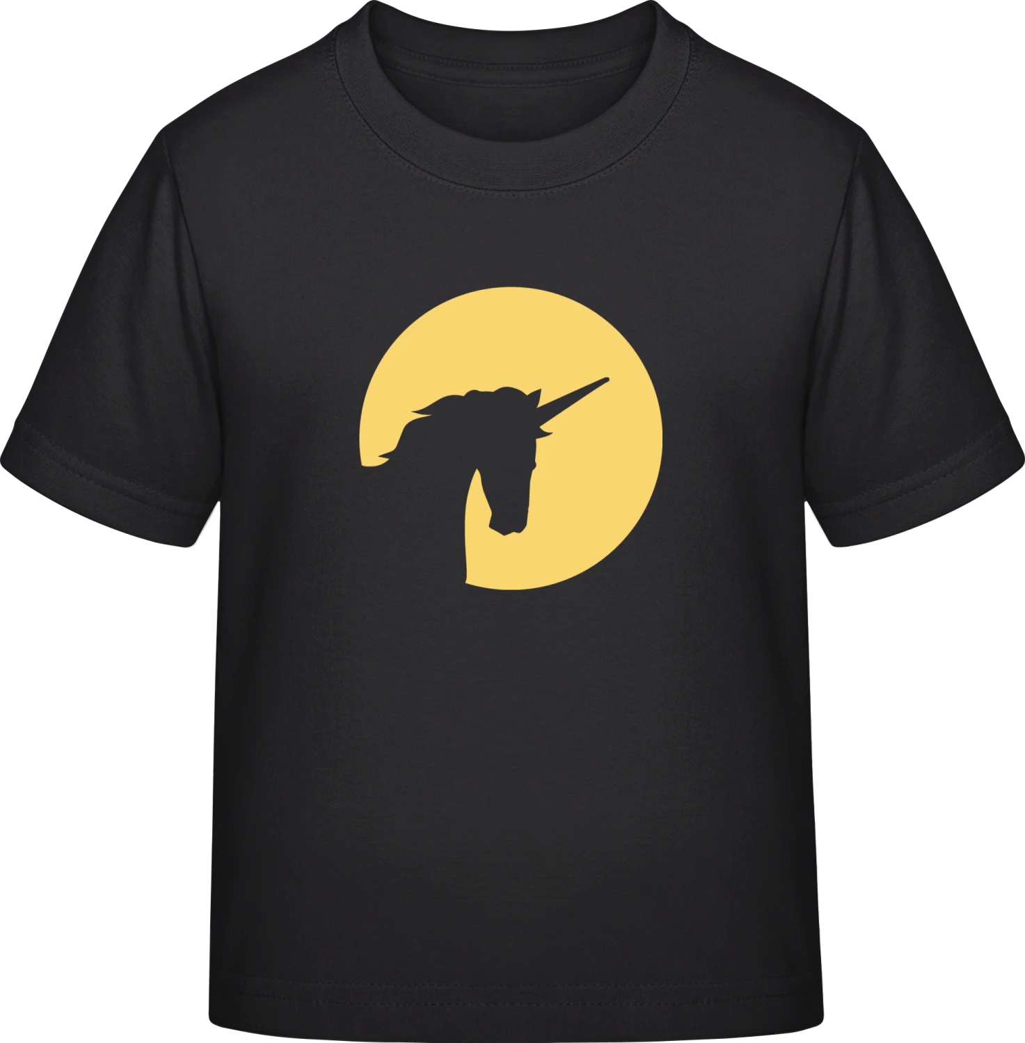 Unicorn In Moonlight - Black Exact 190 Kids - Front