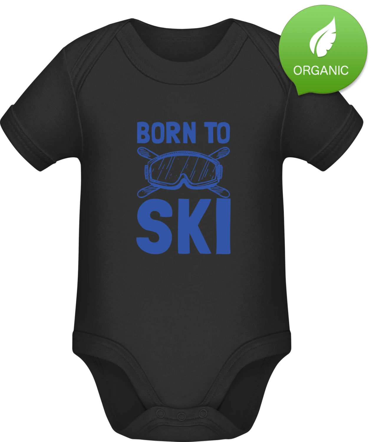 Born To Ski Logo - Black Organic Bodysuit - Front