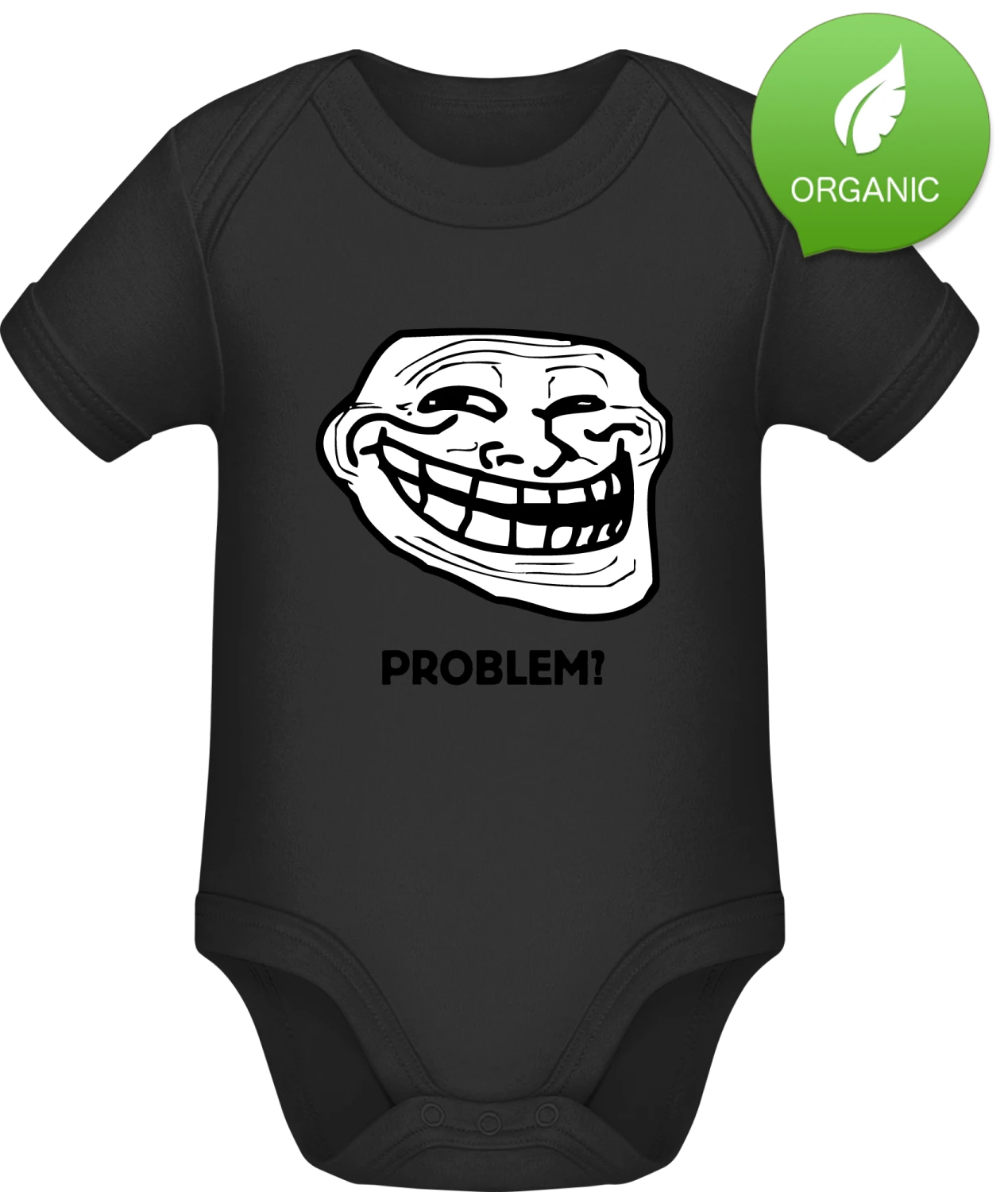 Problem Troll Meme - Black Organic Bodysuit - Front