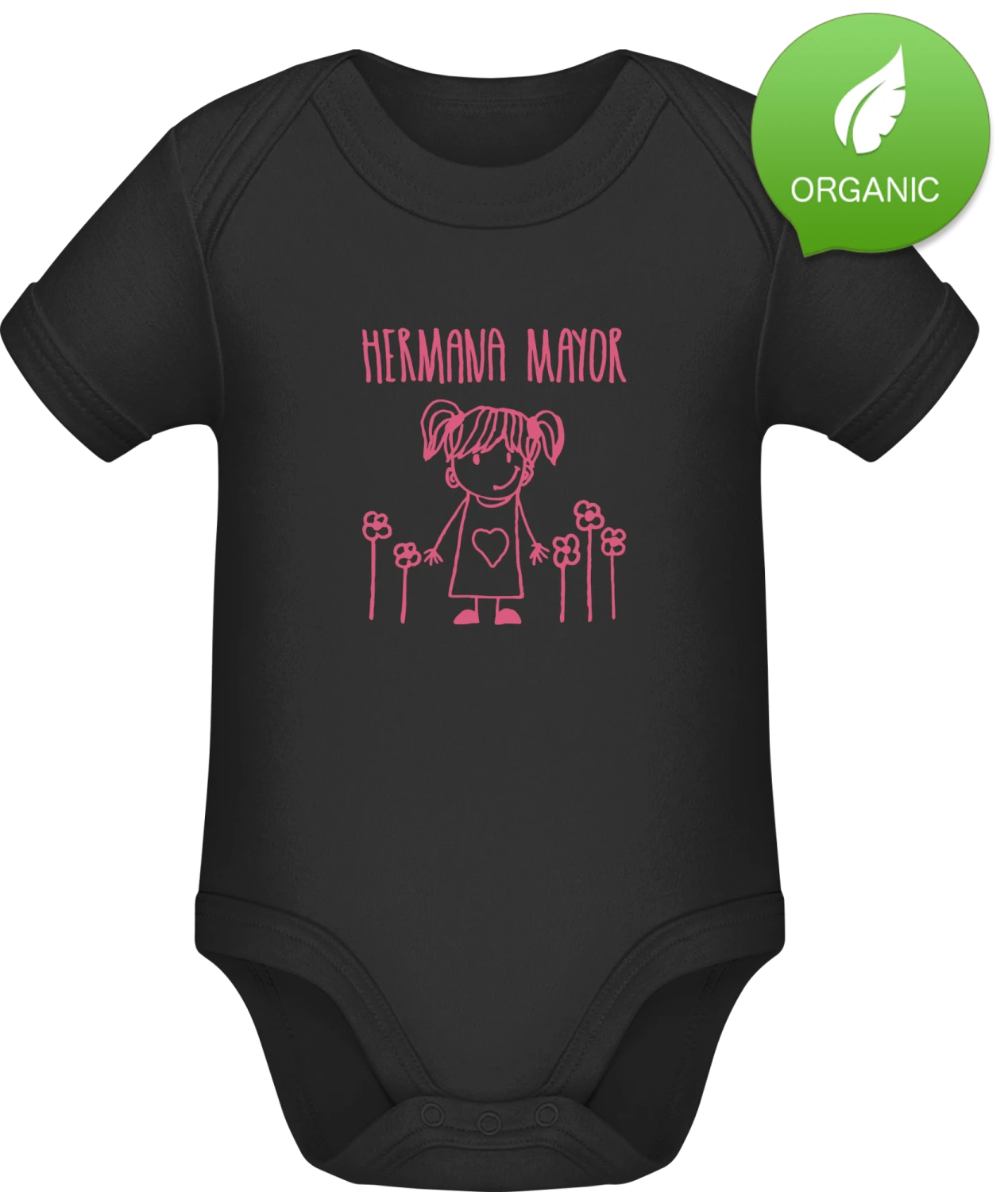 Hermana mayor - Black Organic Bodysuit - Front