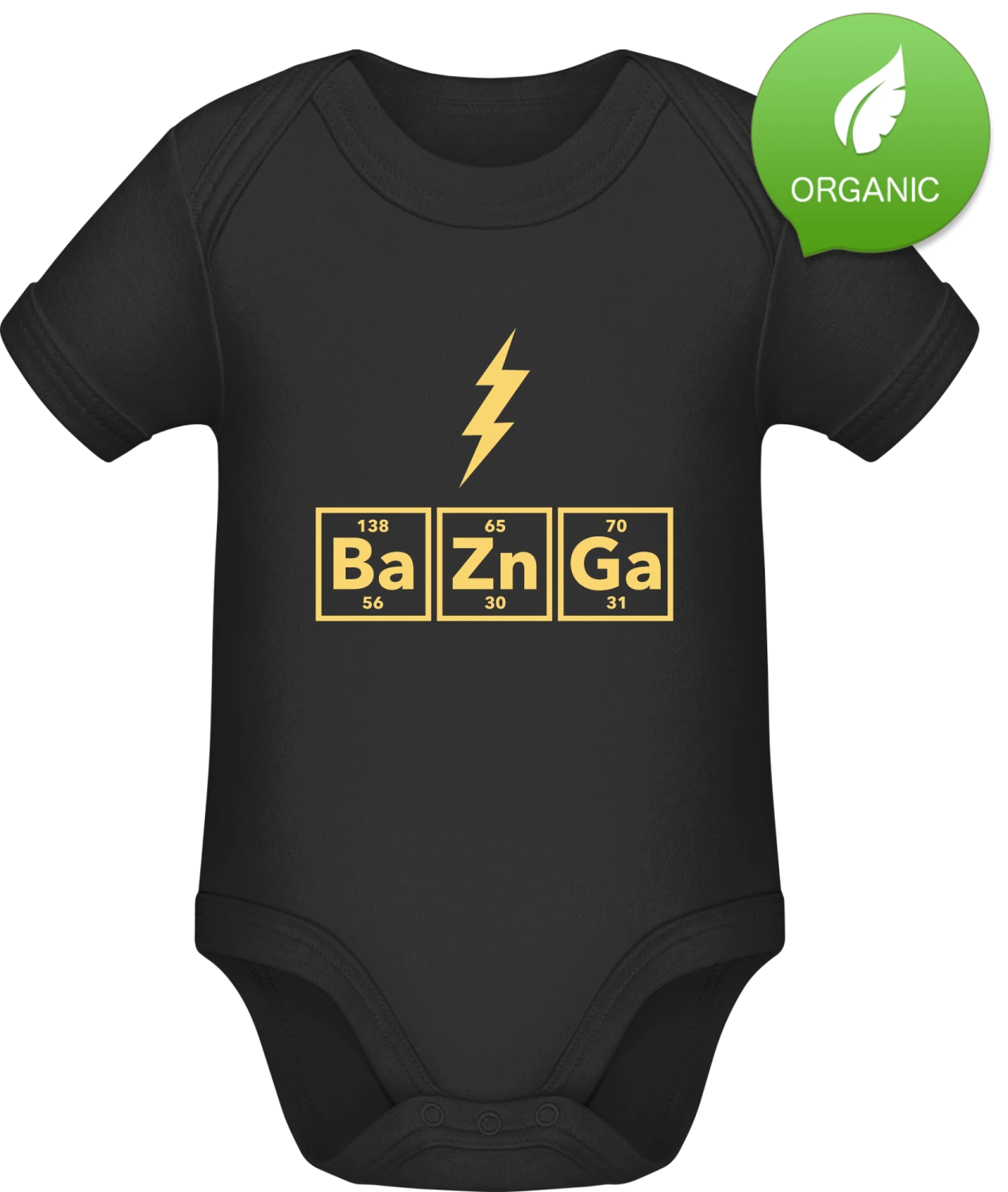 BaZnGa Bazinga Flash - Black Organic Bodysuit - Front