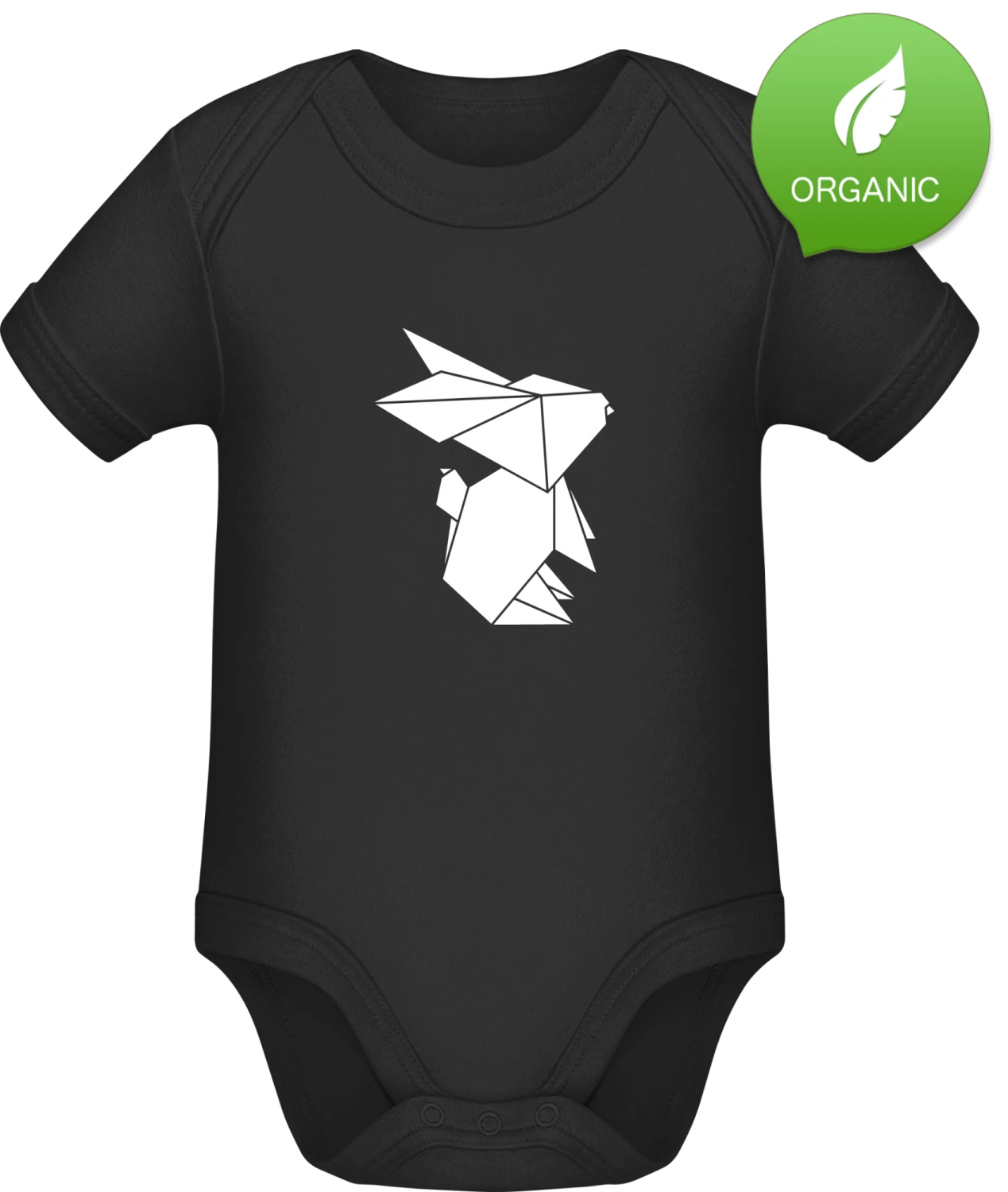 Paper Bunny - Black Organic Bodysuit - Front