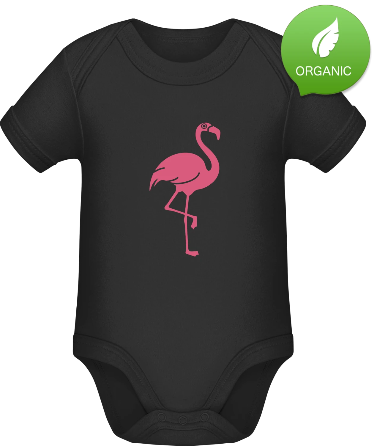 Flamingo - Black Organic Bodysuit - Front