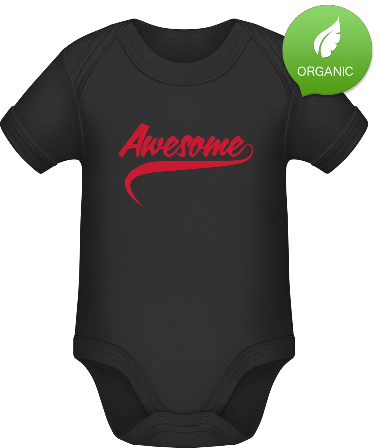 Awesome Slogan - Black Organic Bodysuit - Front