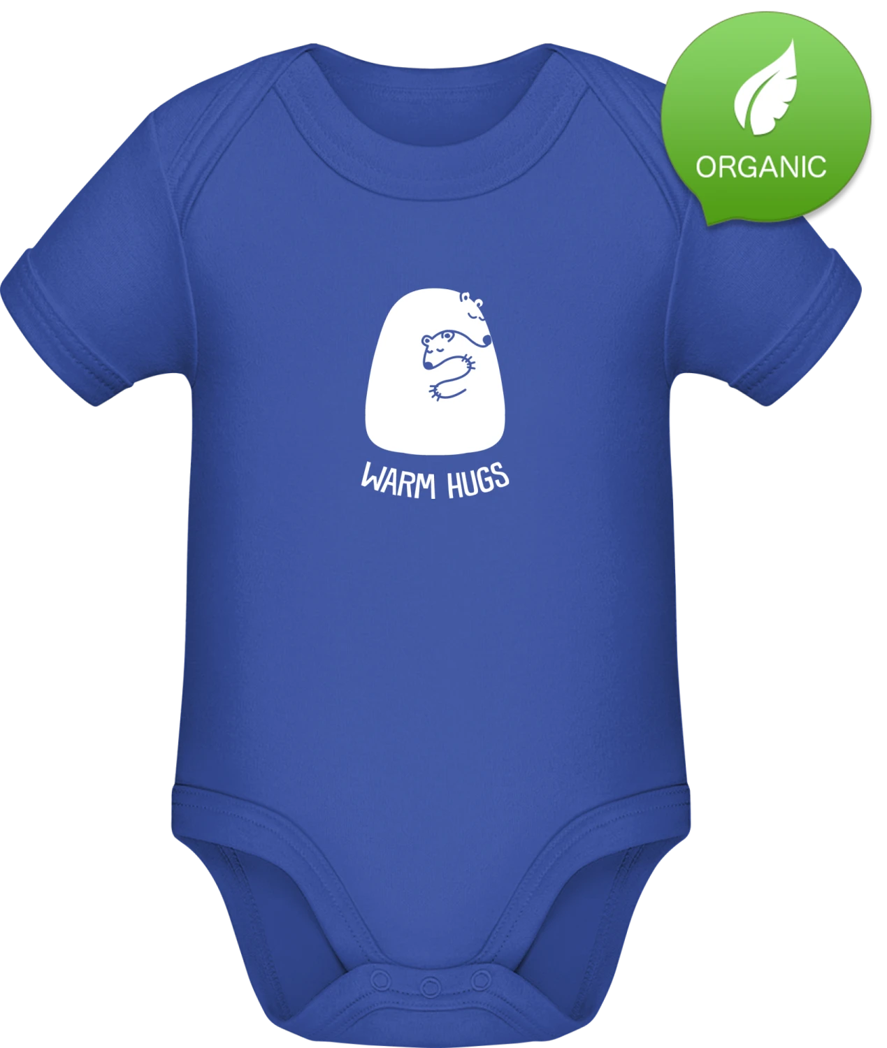 Warm Hugs Ice Bear - Cobalt Blue Organic Bodysuit - Front