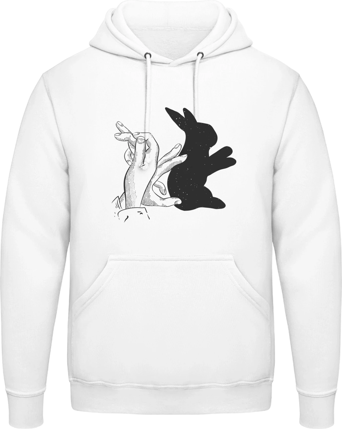 Rabbit Hand Shadow - Arctic white AWDis man hoodie - Front