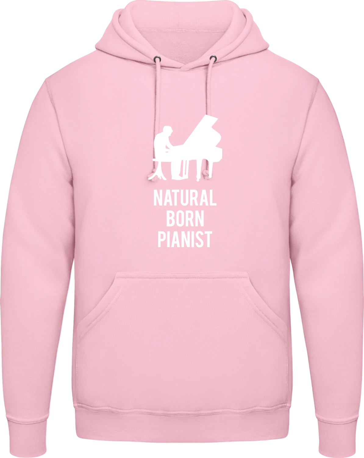 Natural Born Pianist - Baby pink AWDis man hoodie - Front