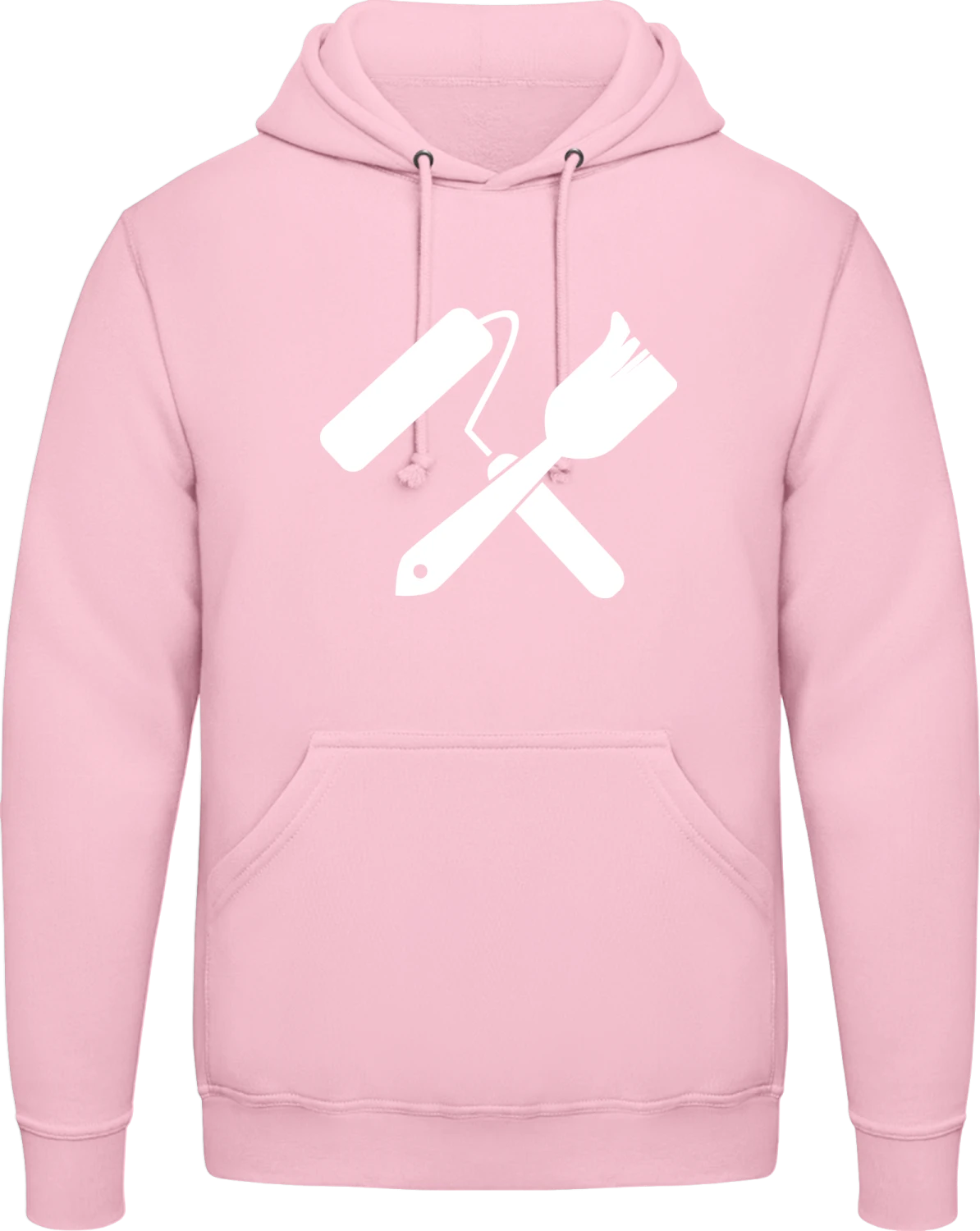 Painter Tols Crossed - Baby pink AWDis man hoodie - Front