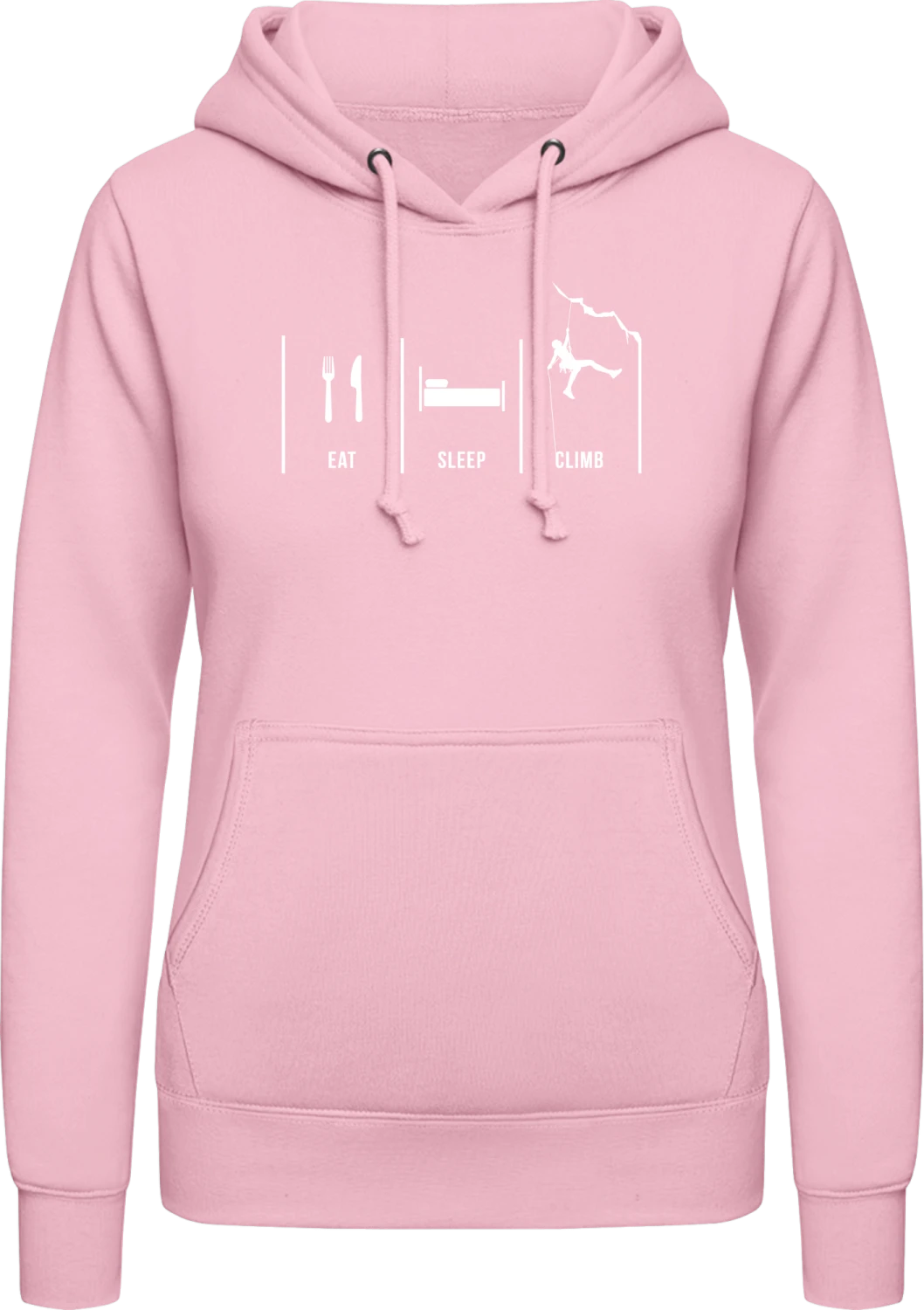 Eat Sleep Climb - Baby pink AWDis ladies hoodie - Front