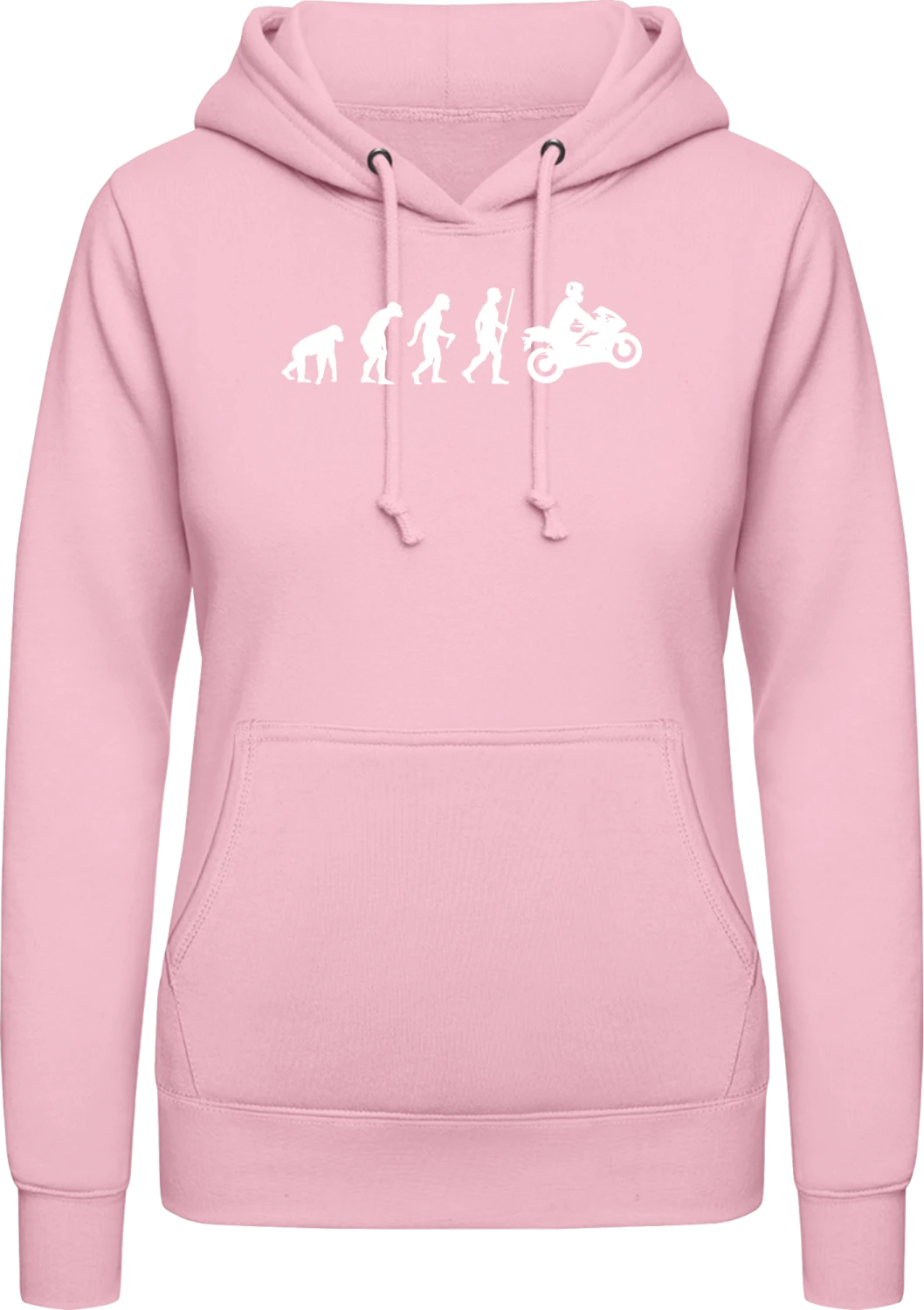 Born To Ride Motorbike Evolution - Baby pink AWDis ladies hoodie - Front