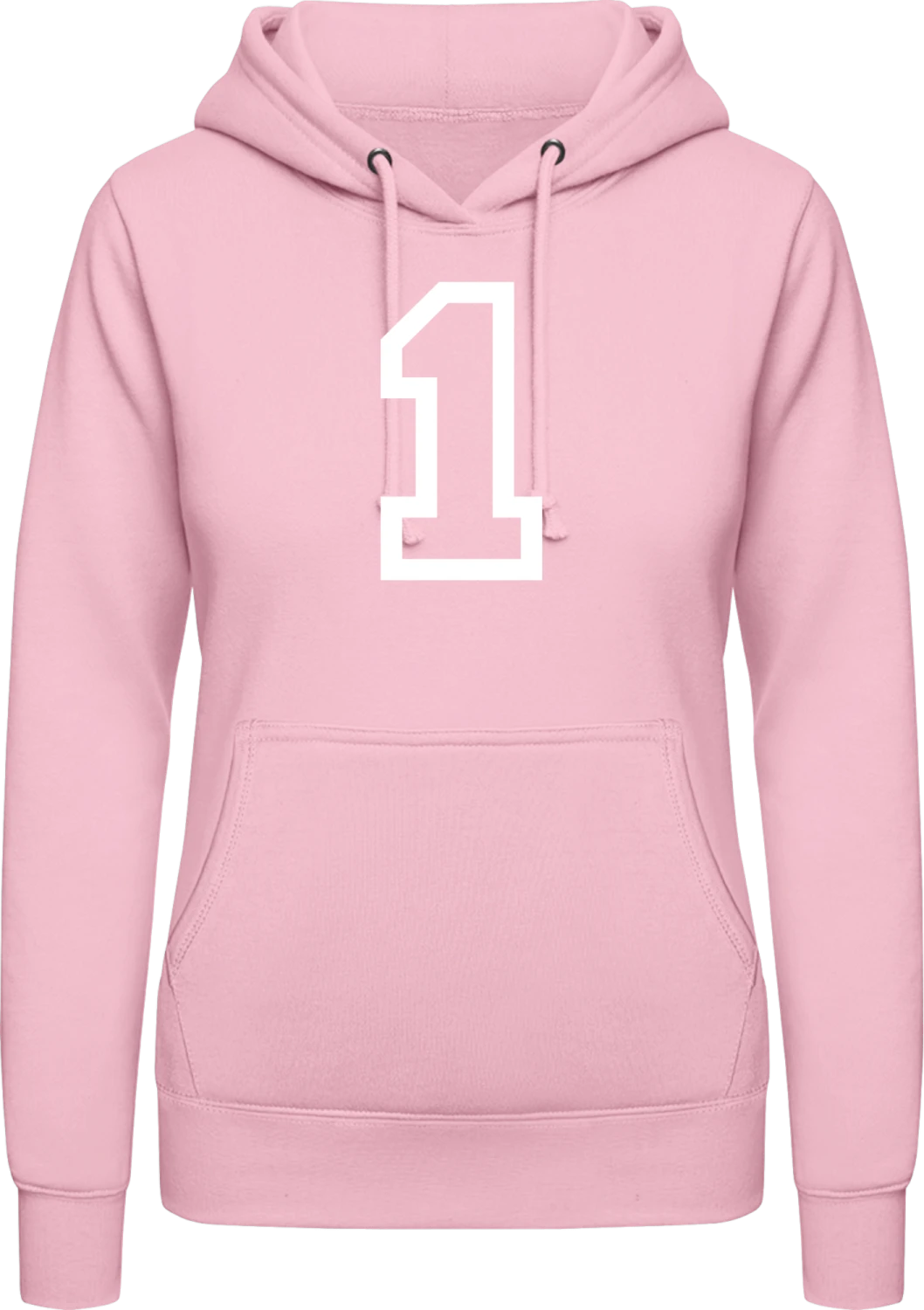 Number One - Baby pink AWDis ladies hoodie - Front