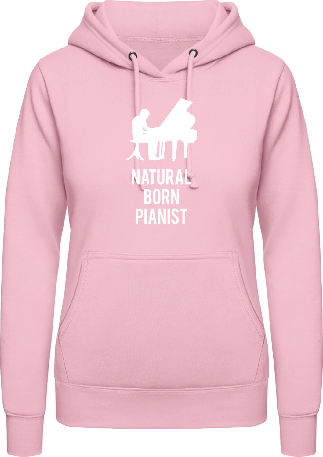 Natural Born Pianist - Baby pink AWDis ladies hoodie - Front