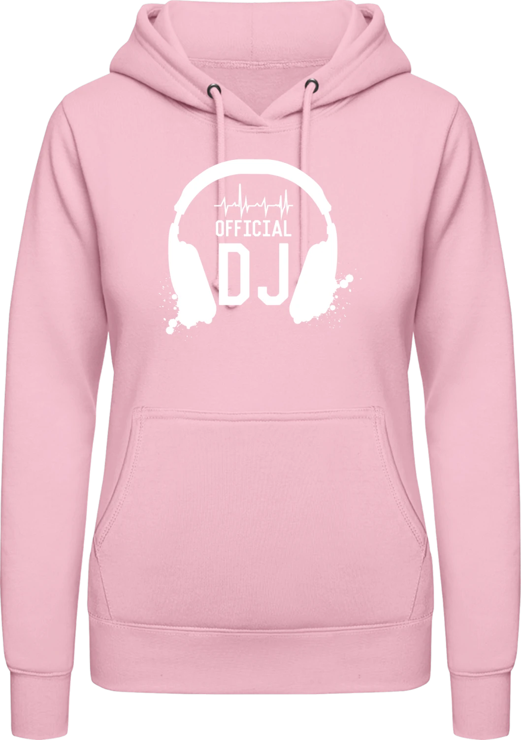 Official DJ Headphones - Baby pink AWDis ladies hoodie - Front