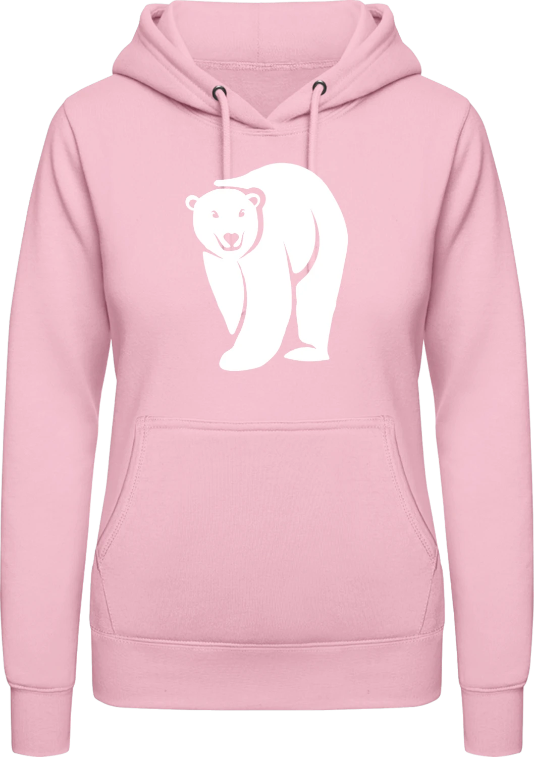 Polar Bear - Baby pink AWDis ladies hoodie - Front