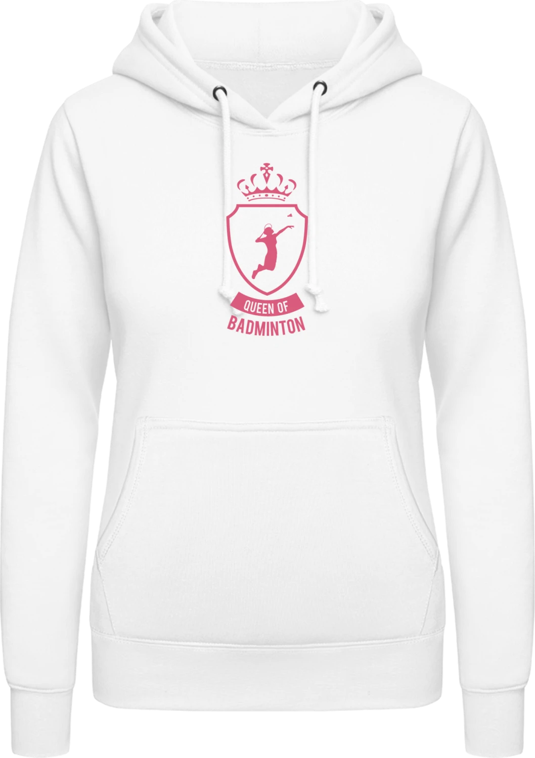 Queen Of Badminton - Arctic white AWDis ladies hoodie - Front