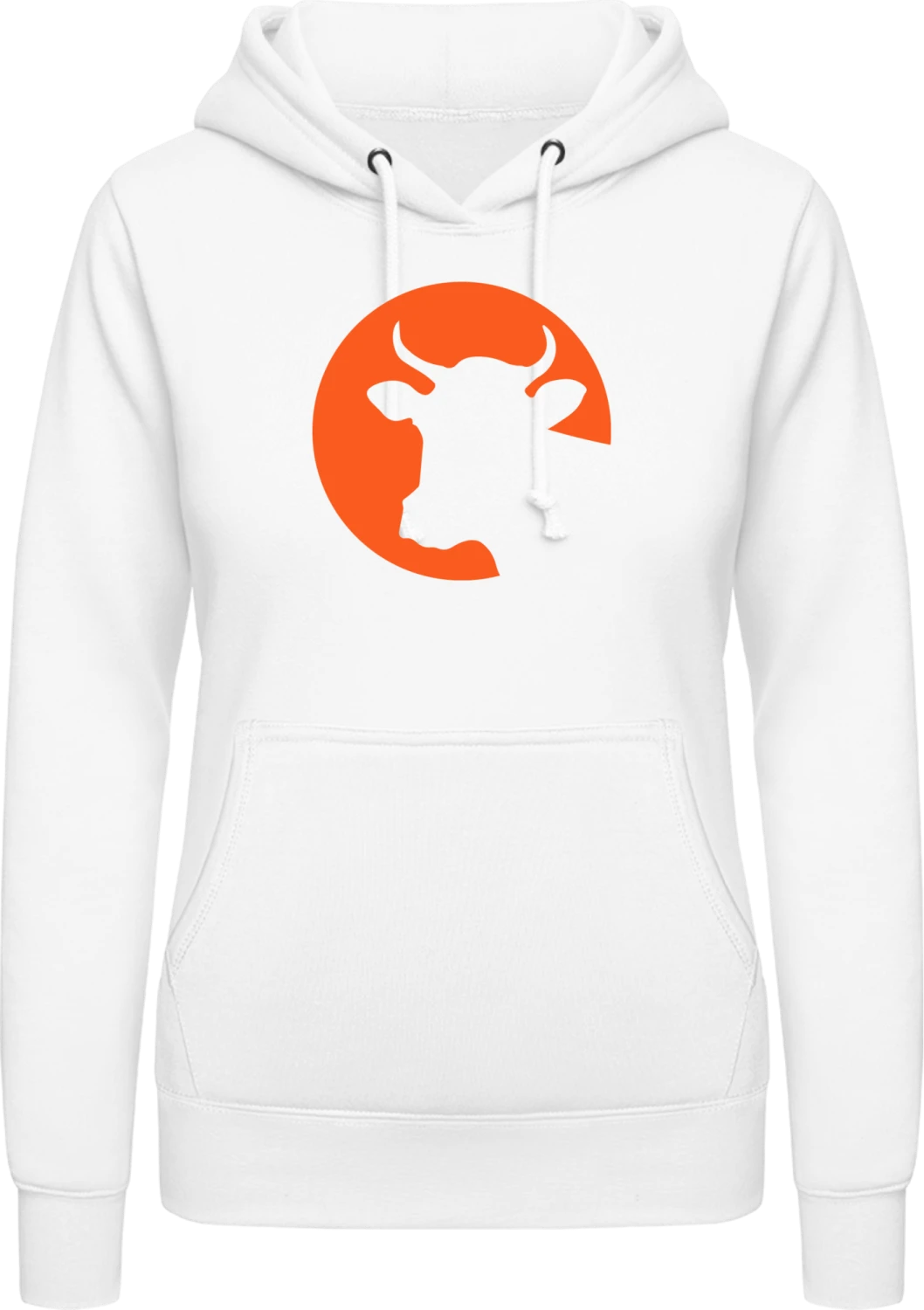 Cow Head in the Moonshine - Arctic white AWDis ladies hoodie - Front