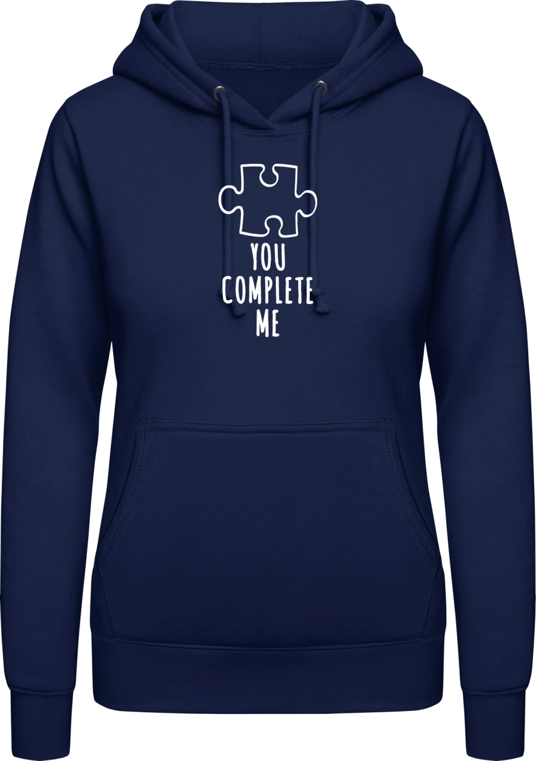 You Complete Me - Oxford navy AWDis ladies hoodie - Front